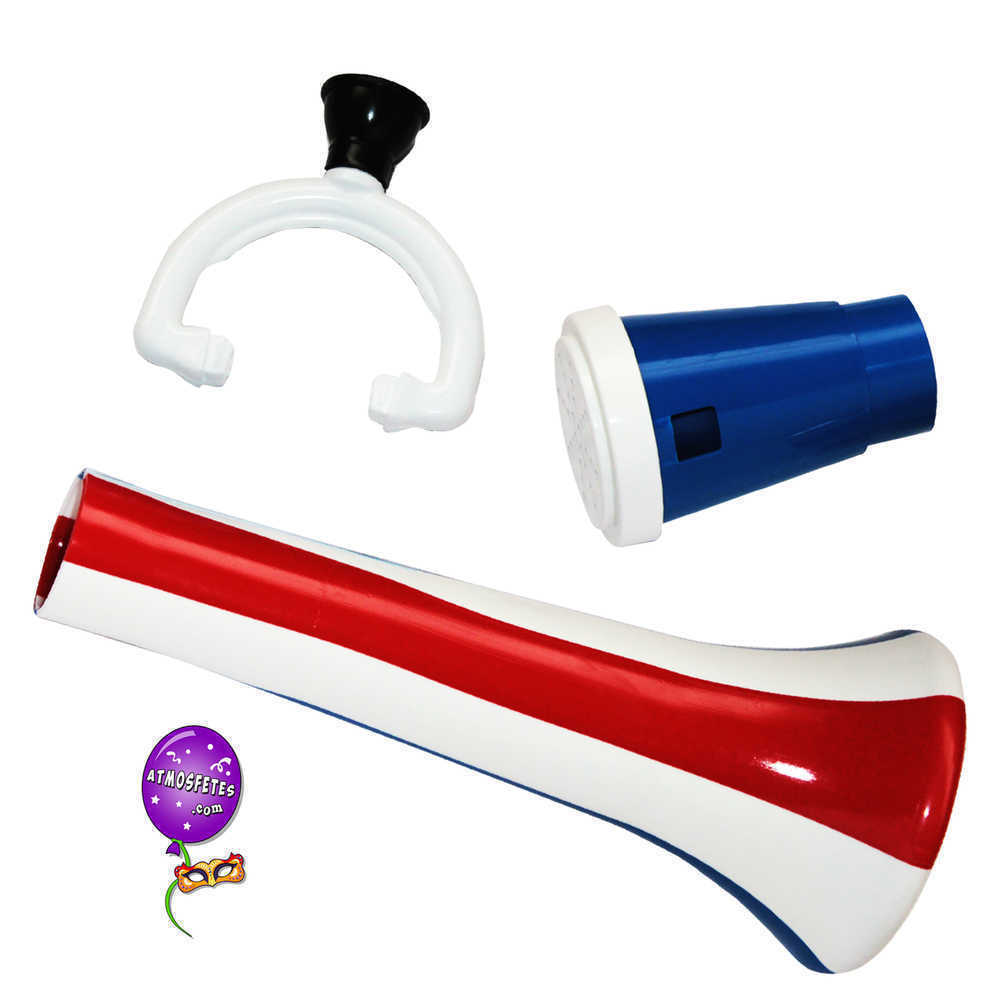 Triple trompette de supporter tricolore bleu/blanc/rouge France
